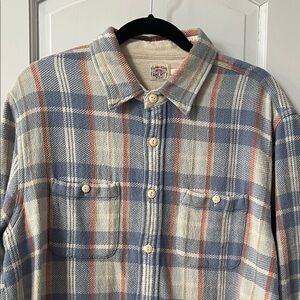 Faherty Blue and Cream Plaid Shirt